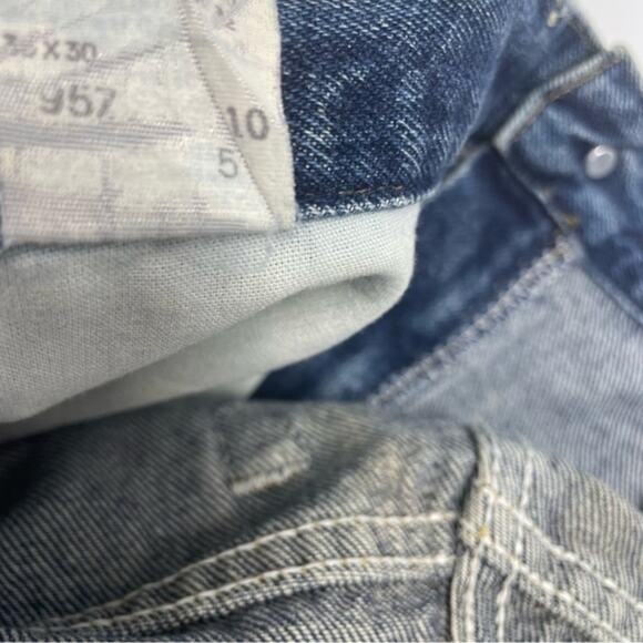 Vintage Lee Denim Blue Jeans medium wash distressed mens Size 36 x 30 - Picture 11 of 14
